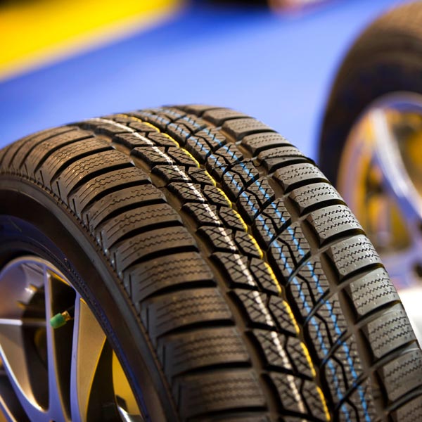 close up of tire treads on new tire